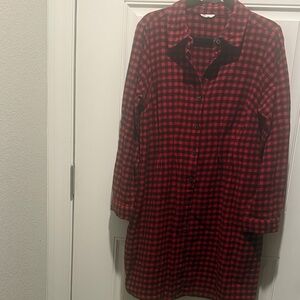 Cato Red and Black Plaid Women's Button-Up Coat